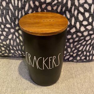 Rae Dunn Black CRACKERS Cellar Canister